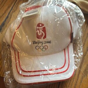Beijing 2008 White Cap with Red Accents